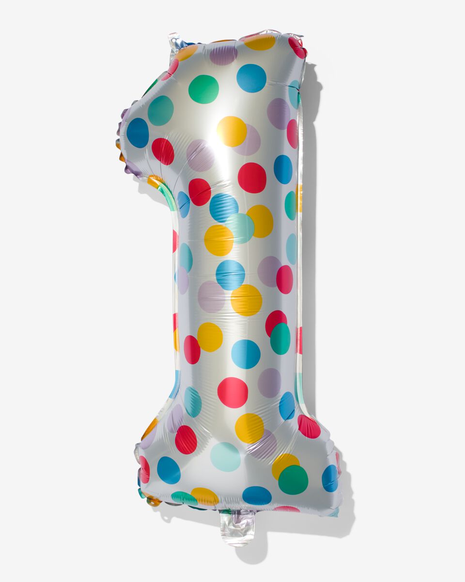 alarm Torrent bereik folieballon met confetti XL cijfer 1 - HEMA