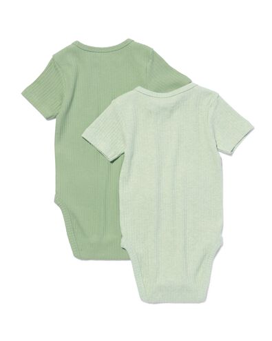 2er-Pack größenflexible Baby-Bodys, gerippt, Bambus/Elasthan grün 98/104 - 33307335 - HEMA