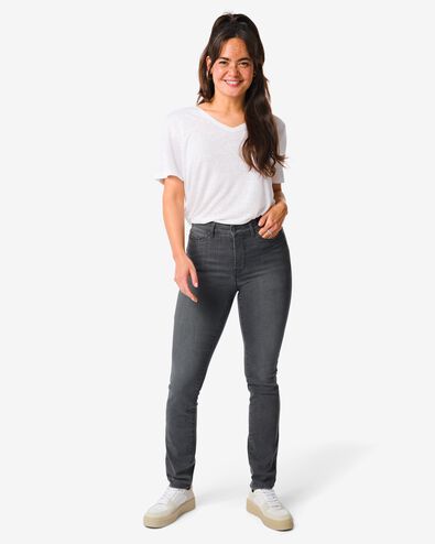jean femme - modèle shaping skinny gris moyen gris moyen - 1000018247 - HEMA