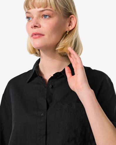 Damen-Bluse Lizzy, mit Leinenanteil schwarz schwarz - 36279370BLACK - HEMA