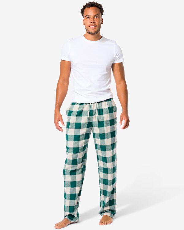 heren pyjamabroek flanel ruiten donkergroen donkergroen - 23600540DARKGREEN - HEMA