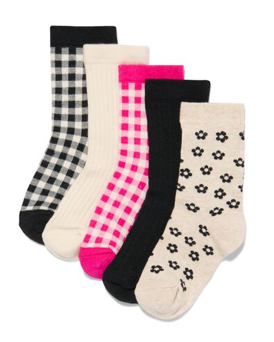 kinder sokken met katoen - 5 paar roze 35/38 - 4350304 - HEMA