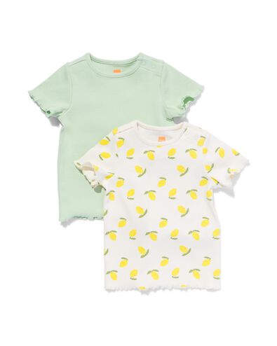 2er-Pack Baby-T-Shirts, gerippt, Zitronen mintgrün 86 - 33046955 - HEMA