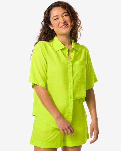 short femme Raiza avec lin vert M - 36279272 - HEMA
