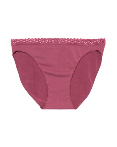 slip sans couture pour femme avec dentelle micro rose foncé M - 19650146 - HEMA