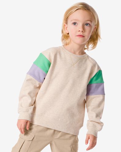 Kinder-Sweatshirt, Colourblocking beige 134/140 - 30777527 - HEMA