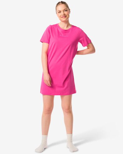 chemise de nuit femme coton everyday rose vif XL - 23490090 - HEMA