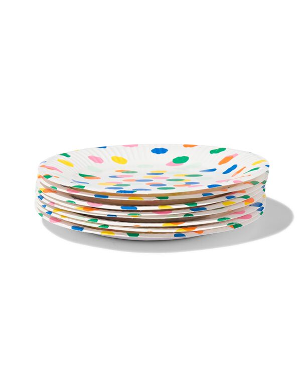 gebaksbordjes karton confetti Ø17.5cm - 8 stuks - 14200557 - HEMA