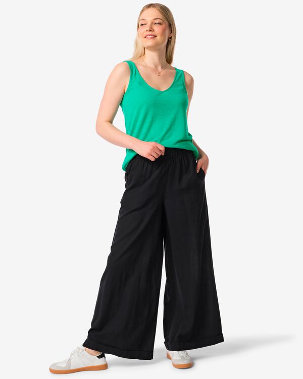 dames broek Raiza met linnen zwart zwart - 1000031349 - HEMA