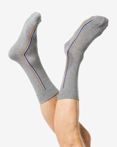 Herren-Socken, mit Baumwollanteil, Streifen graumeliert 43/46 - 4152692 - HEMA