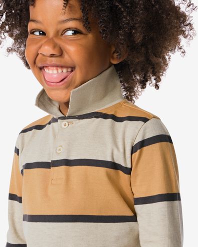 Kinder-Poloshirt, Streifen beige 110/116 - 30788063 - HEMA