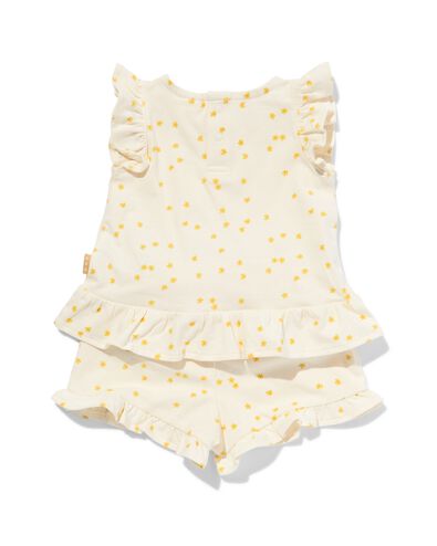 newborn kledingset shirt en short bloemen lichtgeel 50 - 33498711 - HEMA