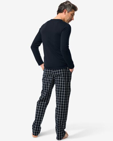 Herren-Pyjama, Jersey/Popeline, Baumwolle, kariert dunkelblau L - 23600772 - HEMA