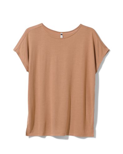 t-shirt femme Amelie avec bambou marron marron - 1000031280 - HEMA