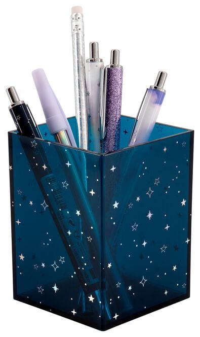 Stiftständer, blau mit Sternen, 10 x 7 x 7 cm - 14822430 - HEMA