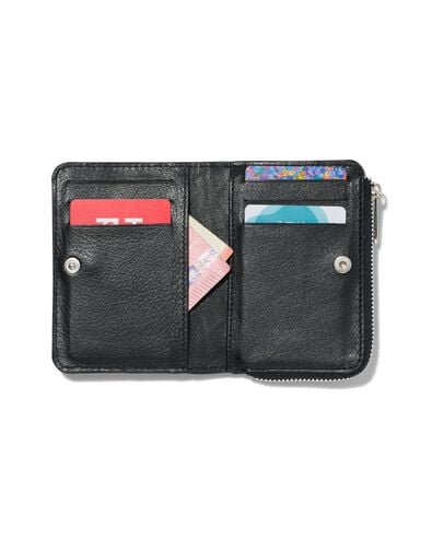 Portemonnaie mit Reißverschluss, schwarz, Leder, RFID-Schutz, 8 x 11.5 cm - 18110047 - HEMA
