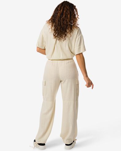 pantalon femme Riley avec lin blanc cassé M - 36279567 - HEMA