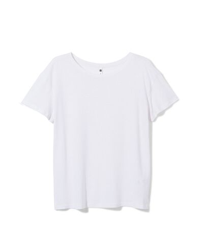Damen-T-Shirt Evie, mit Leinenanteil weiß M - 36257852 - HEMA