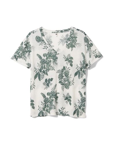 Damen-T-Shirt Evie, mit Leinenanteil weiß XL - 36263954 - HEMA