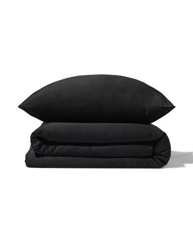 housse de couette en satin 140x200/220 noir - 5790273 - HEMA