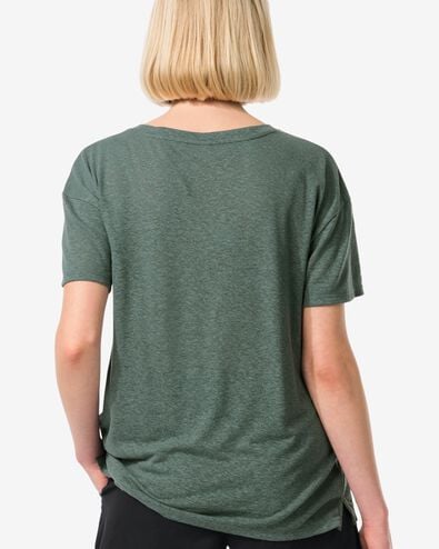 dames t-shirt Evie met linnen groen S - 36263651 - HEMA