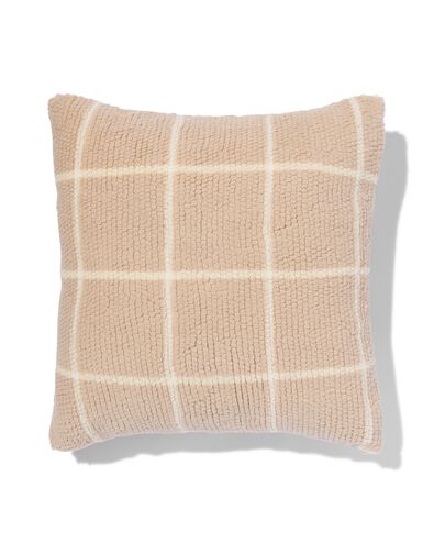 housse de coussin 50 x 50 polaire à carreaux écru-blanc - 7324008 - HEMA