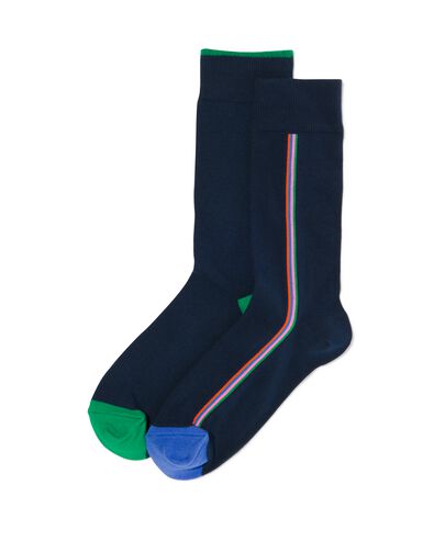 heren sokken met katoen - 2 paar donkerblauw 39/42 - 4130756 - HEMA