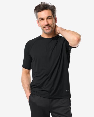 Herren-Sport-T-Shirt, nahtlos schwarz schwarz - 36030101BLACK - HEMA
