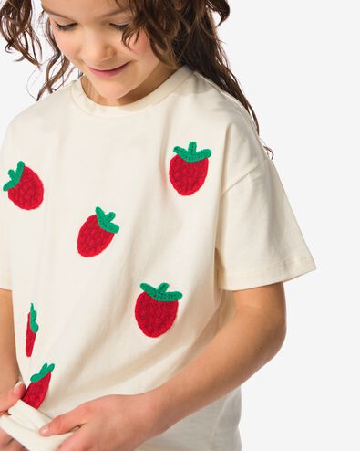 t-shirt enfant relaxed fit fraise rose 134/140 - 30862644 - HEMA
