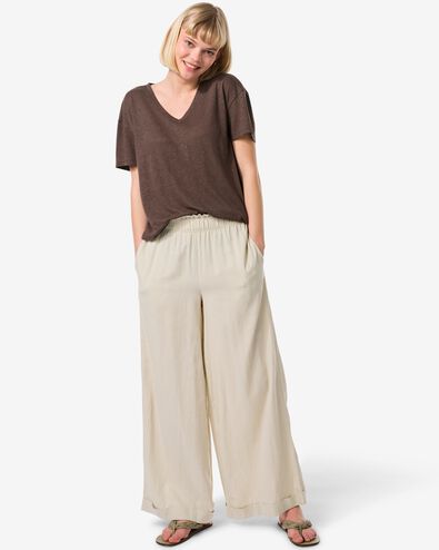 pantalon femme Raiza avec lin sable M - 36260382 - HEMA