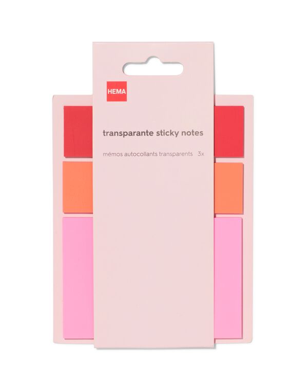 sticky notes transparant - 3 stuks - 14130246 - HEMA