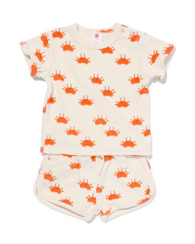 baby kledingset badstof t-shirt en short krabben ecru 80 - 33102654 - HEMA