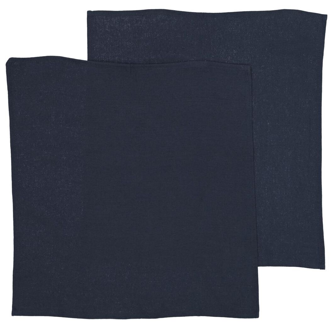 Normaal eerlijk wasserette servetten - 47x47 - katoen - donkerblauw - 2 stuks - HEMA