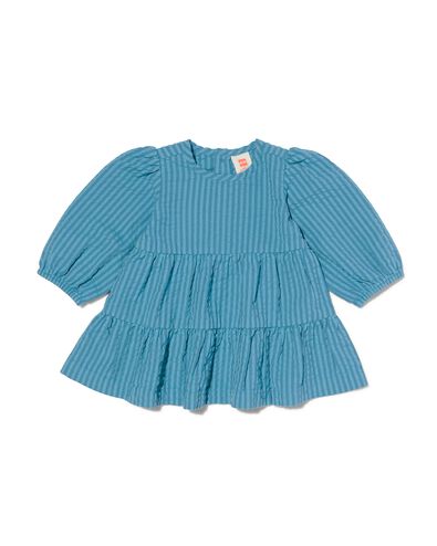 baby jurk seersucker strepen blauw 62 - 33092831 - HEMA