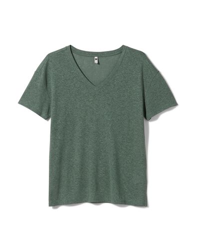 Damen-T-Shirt Evie, mit Leinenanteil grün M - 36263652 - HEMA