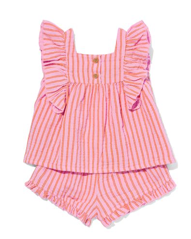 baby kledingset shirt en broekje mousseline strepen roze 98 - 33047457 - HEMA