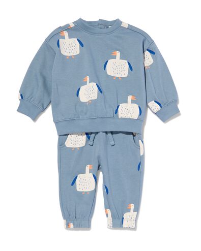 baby kledingset sweater en broek eendjes bleu 98 - 33114677 - HEMA