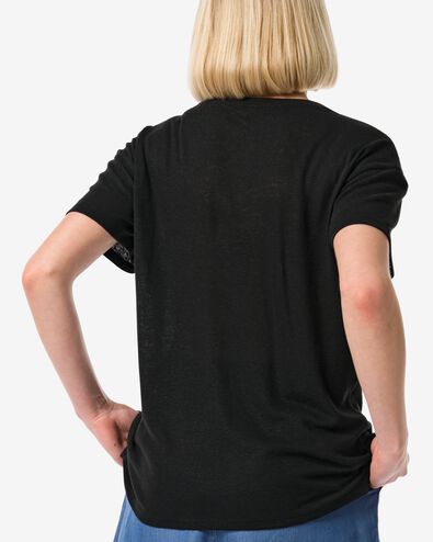 dames t-shirt Evie met linnen zwart L - 36263553 - HEMA