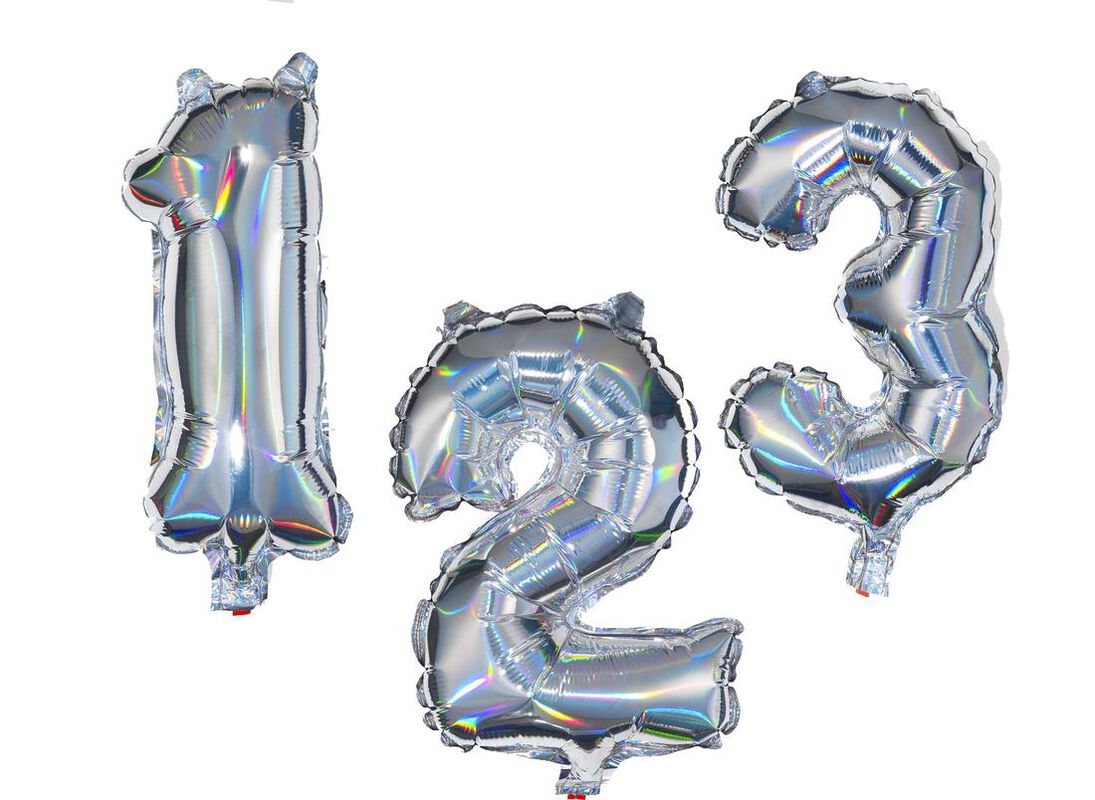 balloon 0 - 9 holografic silver -