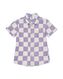 kinderoverhemd met linnen geblokt paars 122/128 - 30781671 - HEMA