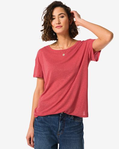 dames t-shirt Evie met linnen rood M - 36257952 - HEMA