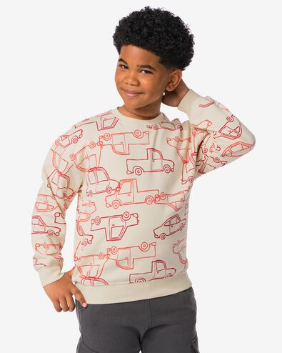 kindersweater oversized grafisch gebroken wit 122/128 - 30788805 - HEMA
