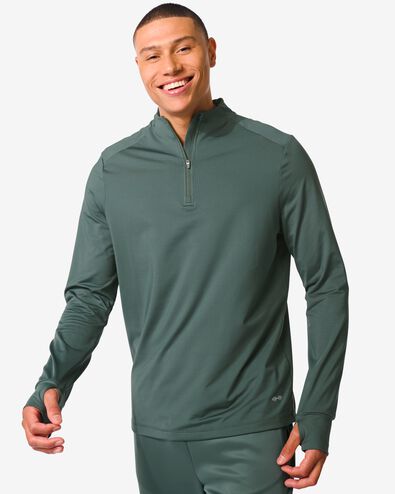 heren fleece sportshirt groen M - 36090213 - HEMA
