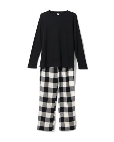 pyjama femme jersey/flanelle noir L - 23460191 - HEMA