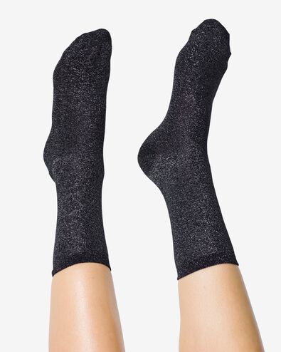 2 paires de chaussettes femme avec coton noir 35/38 - 4270456 - HEMA