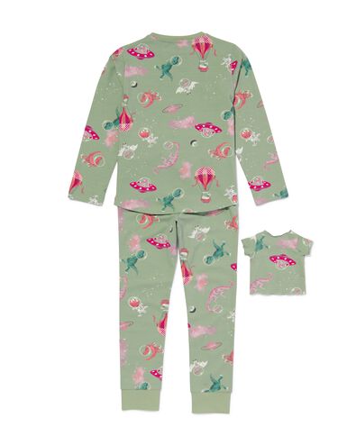 Kinder-Pyjama mit Puppen-Nachthemd, Dinosaurier hellgrün hellgrün - 23070680LIGHTGREEN - HEMA