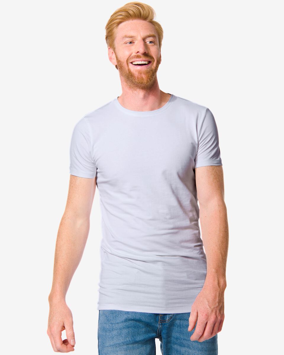 Door Absurd Altaar Herren-T-Shirt, Slim Fit, Rundhalsausschnitt, extralang weiß - HEMA
