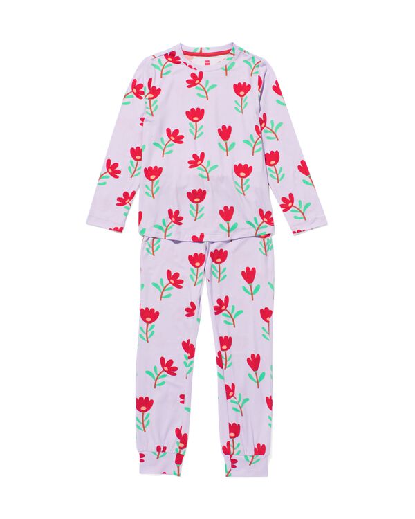 kinderpyjama micro bloemen lila lila - 23070440LILAC - HEMA