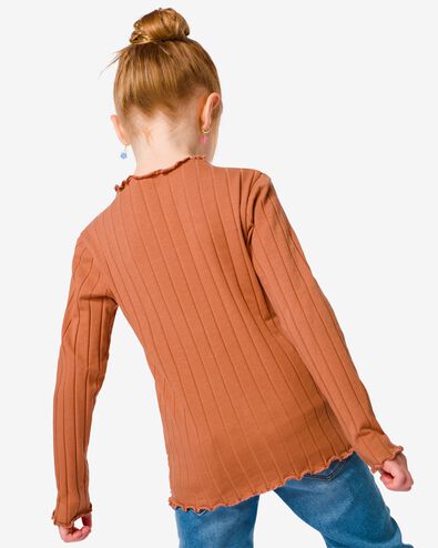 t-shirt enfant avec côtes marron 122/128 - 30829863 - HEMA
