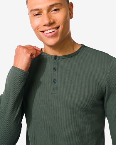 Herren-Loungeshirt, Baumwolle mit Waffeloptik grün XL - 23672644 - HEMA